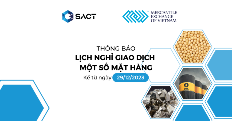 MXV THÔNG BÁO LỊCH NGHỈ GIAO DỊCH MỘT SỐ MẶT HÀNG TỪ NGÀY 19/06/2023