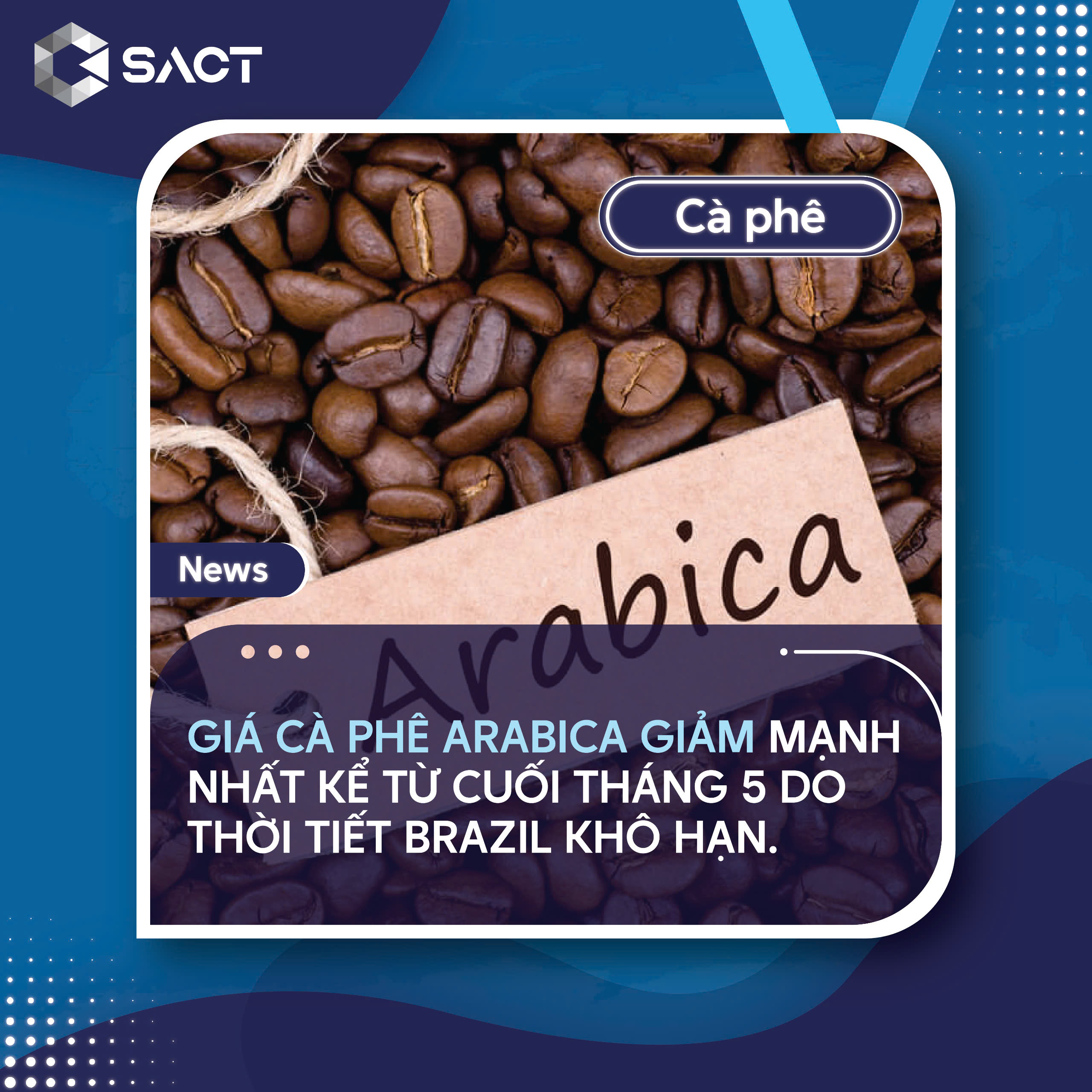 Ngày 29/8, cà phê Arabica đóng cửa với đỉnh quay thấp hơn ngay trên mức kháng cự