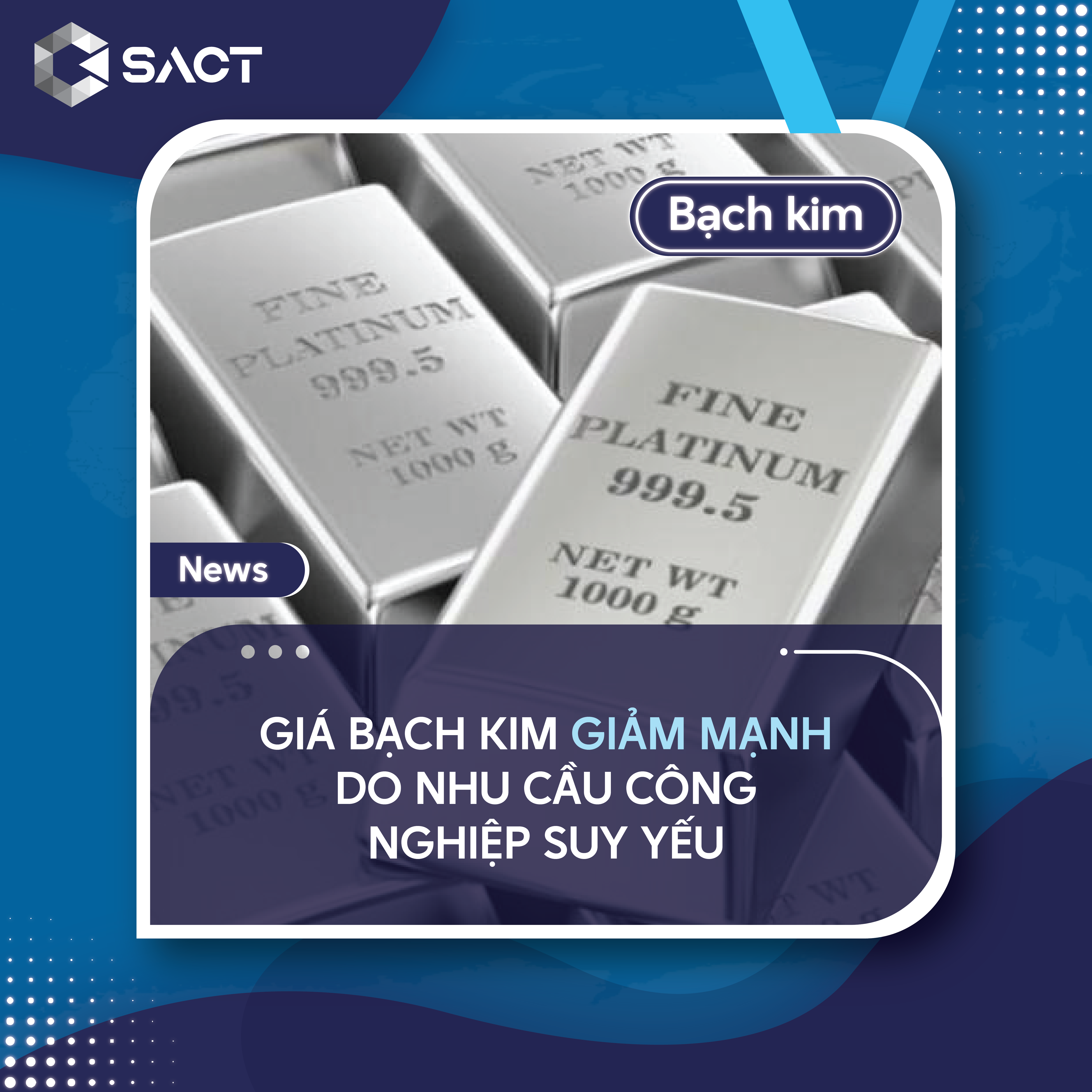 Giá bạch kim đã giảm xuống dưới 920 USD/ounce troy trong tháng 8