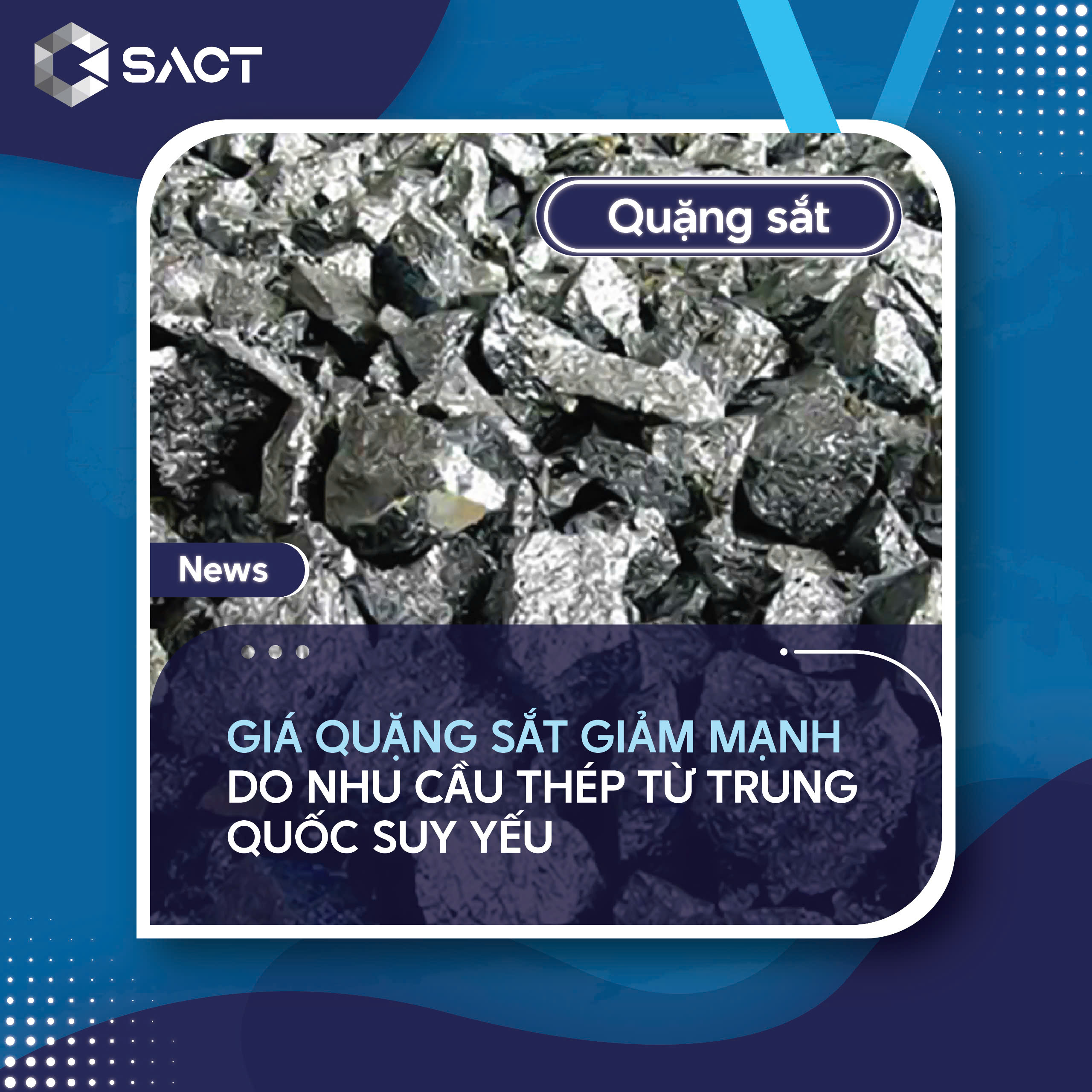 Hợp đồng quặng sắt tháng 1 trên sàn DCE giảm 2,09%