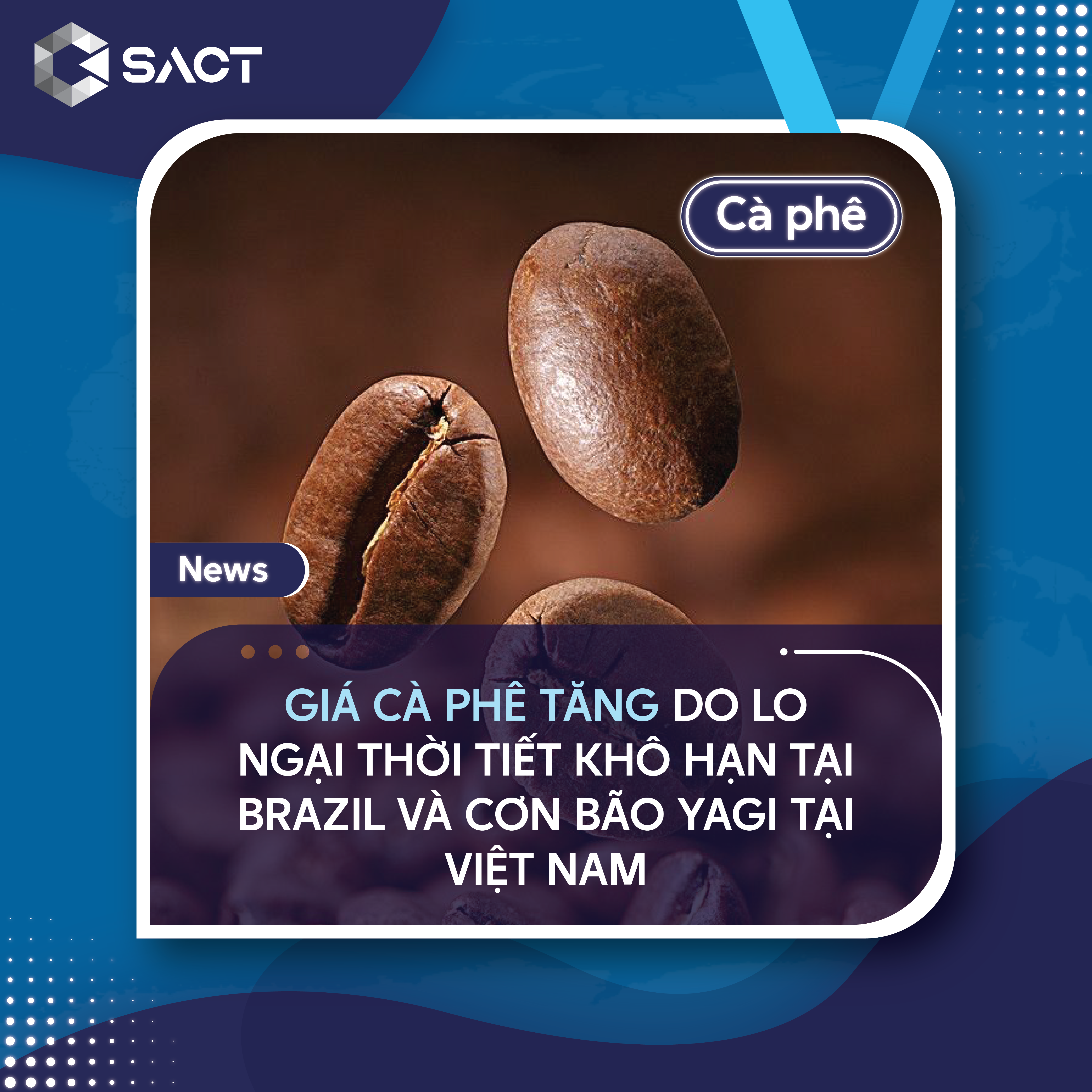 Giá cà phê tăng chủ yếu do lo ngại về ảnh hưởng của thời tiết xấu đến sản lượng toàn cầu.