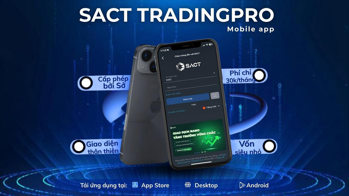 Giao diện ứng dụng SACT TRADINGPRO trên di động